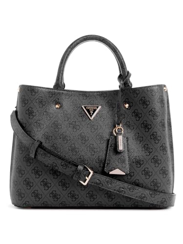 GUESS Damen Meridian Girlfriend Satchel Schulranzen, Griffe Oben, Kohle-Logo