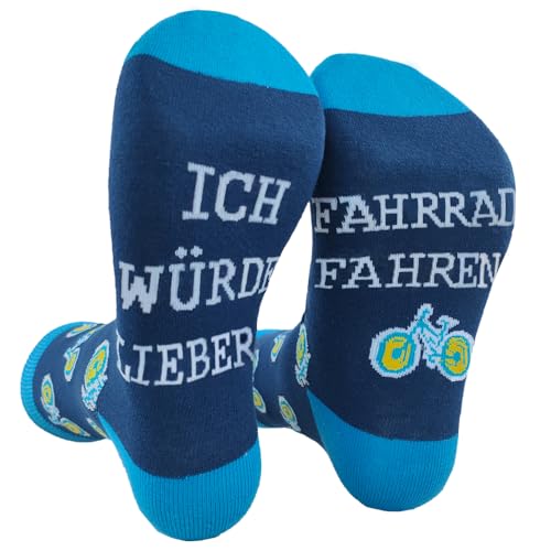 Zemolo Lustige Socken Geschenk für Männer, ICH WÜRDE LIEBER FAHRRAD FAHREN Socken Witzige Socken Lustig Socken Weihnachten Ideen Geschenke Vatertag Männertag für Papa Opa Herren 43-46 ﻿