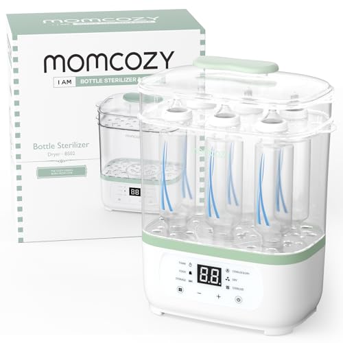 Momcozy Elektrischer Babyflaschen-Sterilisator für Babyflaschen, Dampfflaschen-Sterilisator und -Trockner, multifunktionaler Sterilisator für Babysachen und Zubehör für Milchpumpen