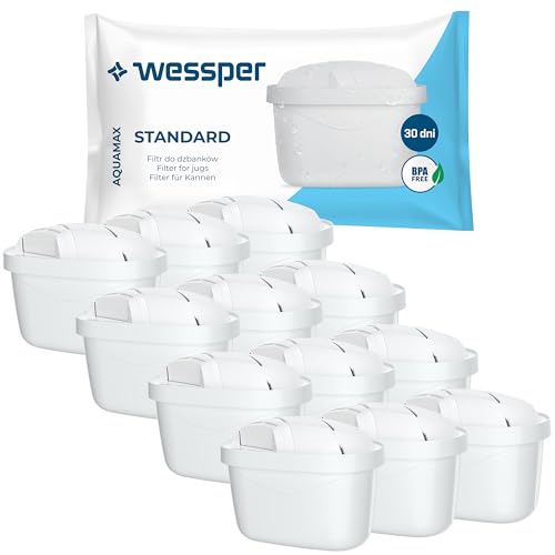 Wessper Wasserfilter Kartusche Kompatibel mit Brita Maxtra Wasser Kanne, Filter mit Aktivkohle und Lonenaustauscherharz, Wasserfilterkatuschen - 12er Pack