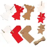 Geschenkanhänger Weihnachten, 136 Stück Weihnachtsanhänger, Kraftpapier Anhänger Stern mit Schnur, Etiketten zum Beschriften, Geschenk Anhänger Stern für Weihnachtsgeschenke Weihnachtsbäume Deko