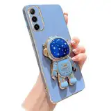 Miagon Blau Galaxie Astronaut Ständer Hülle für Samsung Galaxy A15 5G,Cute Mädchen Dünn Galvanisierte Schutzhülle Weiches Case Bumper mit Astronaut Halter Kickständer