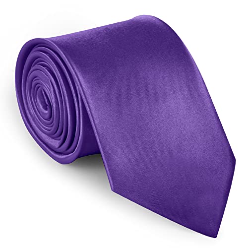 URAQT Herren Krawatten, Satin Elegant Krawatte 8 cm für Herren, Klassische Hochzeit Krawatte für Büro oder Festliche Veranstaltungen (Violett)