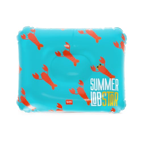 Legami Aufblasbares Nackenkissen, Kissen für Camping, Pool, Strand, Meer, bequem, Ultraleicht, Größe 45 x 36 cm, Lobster, Hellblau