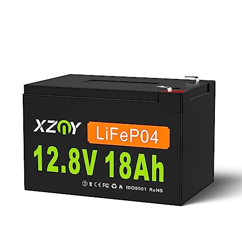 XZNY® 12V 18Ah LiFePO4 Lithiumbatterie, 5000+ Zyklen Deep Cycle 12V LiFePO4 Akku mit 20A BMS, 12V wiederaufladbare Lithium Akku für USV, Elektromobile, Solarsysteme, Fischfinder, Outdoor-Camping