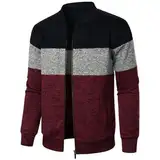 WKAYsIV Mantel Rot Pelz Strickjacke in gemischten Farben für Herren S Strickjacke Herren (Black, M)