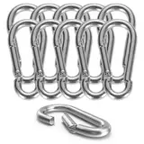 12x Karabinerhaken Set - 55 mm - Schnapphaken & Karabiner klein aus Aluminium - zum Camping & Wandern - Befestigung an Schlüsselanhänger & Gürtel & Rucksack