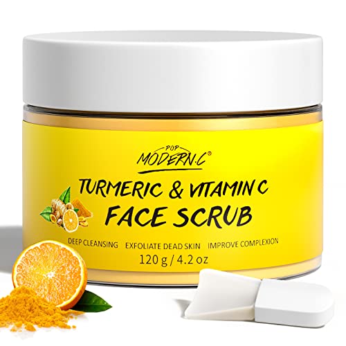 Gesichtspeeling Kurkuma, Vitamin C Gesichtspeelingcreme, Gesicht Körperpeeling Organics Gesichtspeeling Aufhellendes Peeling für Mitesser Verbessert Akne mit dunklen Flecken für Damen und Männer