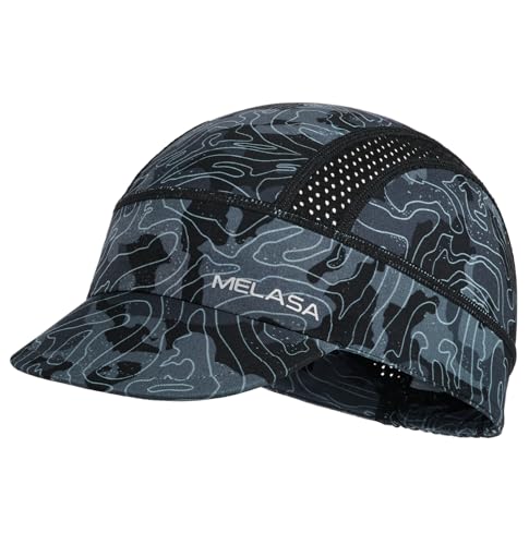 MELASA Fahrrad Cap, Kühlende Skull Cycling Cap Unterhelmmütze mit Sonnenblende, Sonnenschutz UV Rennrad MüTze Fahrradkappe für Männer Frauen