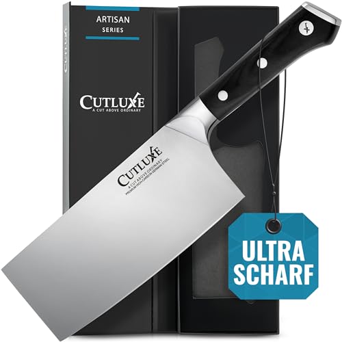 Cutluxe Profi Hackmesser 18cm – Fleischmesser Metzgermesser Schlachtermesser Küchenmesser – Ergonomisches Design & Extrem Scharf – Artisan Series