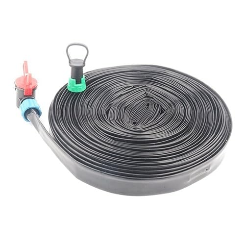 FBANULPEX Drip Tape Bewässerungsschläuche,Flache Rohre for Gewächshaus Hausgarten Pflanzen Rinnsal Bewässerung Tropf(5m Kits)
