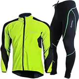 HOMTOL Fahrradtrikot Herren langarm winter Radjacke set Thermal winter fahrradbekleidung Fahrradjacke und Radhose mit Sitzpolster Radsportanzüge trikot set mit Thermofleecefutter Atmungsaktiv