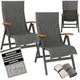 CalmySEA 2X Schonbezug Gartenstuhl Hochlehner - 130x65cm mit Kapuze Microfaser Light Weight Schonbezüge für Gartenstühle Handtuch mit Umschlag Bezug Campingstuhl (Anthrazit, 2 Stück)