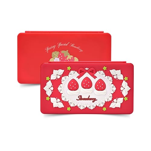GeekShare Switch Tragbarer Spiele-Organizer, Spielkartenhülle, magnetische Switch-Spielehalter-Kassettenhülle mit 24 Spielkartenfächern und 24 TF-Kartenfächern – Erdbeeren mit Sahne