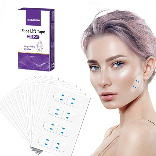 HAIOLORPRO 240 Stück Face Lifting Tape, Face Tape Lifting Gesicht, Facelifting Aufklebers Anti Falten Pflaster für Makeup, Doppelkinn, V-line, Fältchen, Schlaffe Haut, Schlupflider