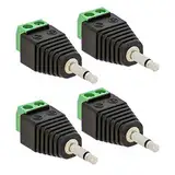 E.T 4X Klinken Stecker 3,5 mm Adapter Mono > Terminal Block 2-Pin Kabel Schraub Klemmen