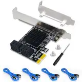 SATA Karte, PCIe SATA Karte 4 Ports mit 4 SATA Kabeln, SATA 3.0 Controller Erweiterungskarte