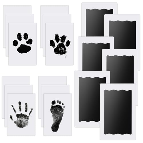 6 pcs Fußabdruck Baby Nabance Handabdruck Baby Clean Touch Pfotenabdruck set Hund Baby Fussabdruck Set Fußabdrücke Baby kommt nicht mit Farbe in Berührung für Baby Shower Familie Geschenk 0-6 Monate