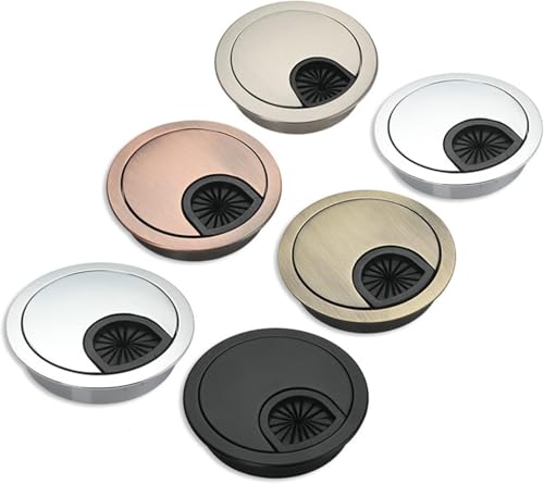 Kabellochabdeckung for den Schreibtisch, Kabellochabdeckung aus Zinklegierung, Kabeltülle for den Schreibtisch, Kabeldurchführung, Organizer, 50/53/60 mm, runder Leitungshalter, Büro-Schreibtischzubeh