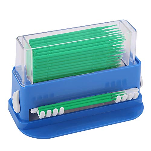 Qukaim Dental Micro Brush Dental Micro Brush Applicator Tips, Disposable Dental Applicators with Bendable Sticks, Green, 100 Stück, Convenient Dispenser Box