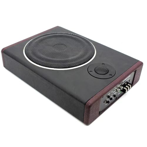 HuKaiL 8-Zoll Auto Subwoofer Aktiv Untersitz, 600W 12V Car-Audio-Modifizierter mit Hohen Aktivlautsprechern und Verstärker-Subwoofer, Bassbox Subwoofer Auto mit Holzkörper, Schwarz