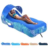 Aufblasbare Liege, Luftsofa mit einzigartigem Sonnenschutz-Design, aufblasbares Strandbett mit Kissen, wasserdicht, aufblasbare Couch, Campingstuhl, Hängematte für Wandern, Hinterhof, Reisen, Strand,