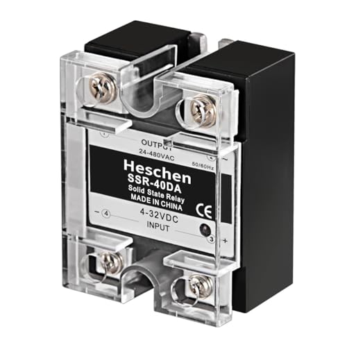 Heschen Einphasiges DC/AC-Halbleiterrelais, SSR-40DA, Eingang 4-32VDC, Ausgang 24-480VAC, 40A 50-60Hz (1)