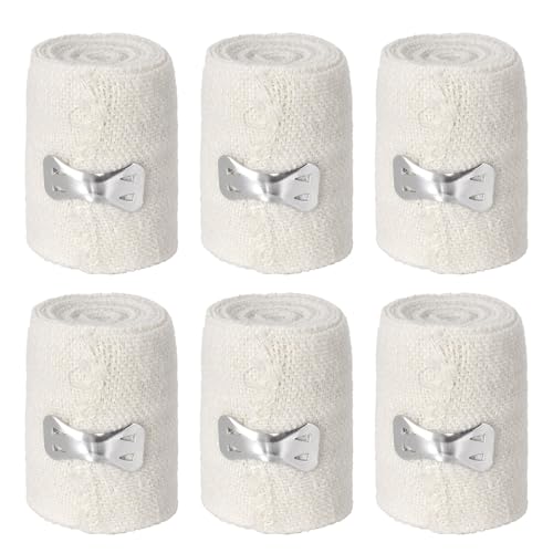 6 Rollen Elastische Binde mit Aluminiumschnalle, Einfache Binde, Wasserdicht und Atmungsaktiv, Medizinische Fixierung für Knie und Handgelenk, Geeignet zur Wundversorgung und Zum Gelenkschutz