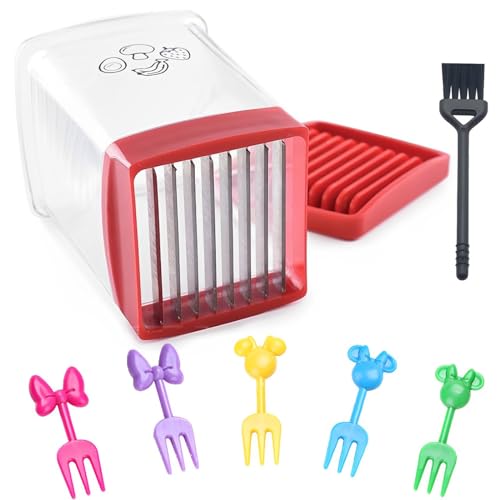 FCSNJH Edelstahl-Obstschneider, Mit 1 Reinigungsbürste Und 10 Fruchtgabel, Erdbeerschneider, Schneidfang, Gemüseschneider, Apfelschneider, Obstschneider Mit Behälter, Kitchen Gadgets, Pampered Chef