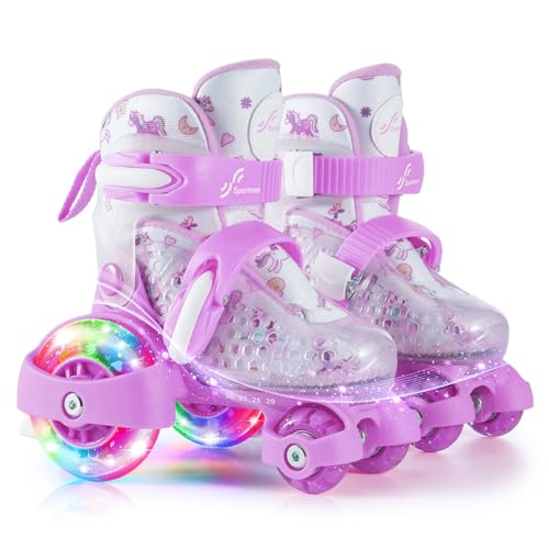 Rollschuhe Kinder Verstellbar Mädchen, Rollschuhe Kinder 30-33 26-29 4 Größen Verstellbar für Kinder Drinnen Draußen Mädchen Anfänger