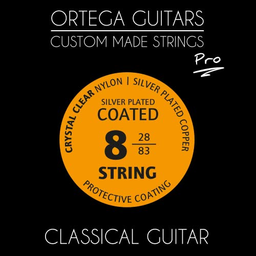 Ortega Guitars Custom Made Strings - Pro - 8-saitige Konzertgitarre - Crystal Nylon beschichtet (NYP8)