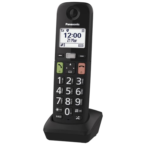 Panasonic KX-TGUA10EXB zusätzliches Mobilteil für Digitale Schnurlostelefone KX-TGU130/KX-TGU110, große Tasten, Favoriten-Taste, hörgerätekompatibel, Hauptgerät erforderlich, Schwarz
