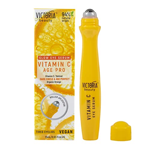 Victoria Beauty Augen Roll On kühlend mit Vitamin C, Augenroller gegen Falten und Augenringe, Soforteffekt Augenserum mit Retinol, Anti Aging Augencreme, optimale Augenpflege, 15ml