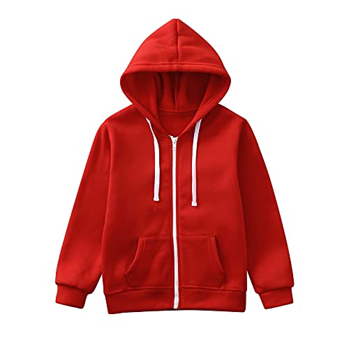 Gsheocm Hoodie Jungen,Fleecejacke MäDchen Kapuzenpullover Mit Zipper Kinder Hoodie Einfarbig Warm Kapuzenjacke Causal Winter Ourdoor Sweatjacke Mit Fleecefutter Hooded Jacken