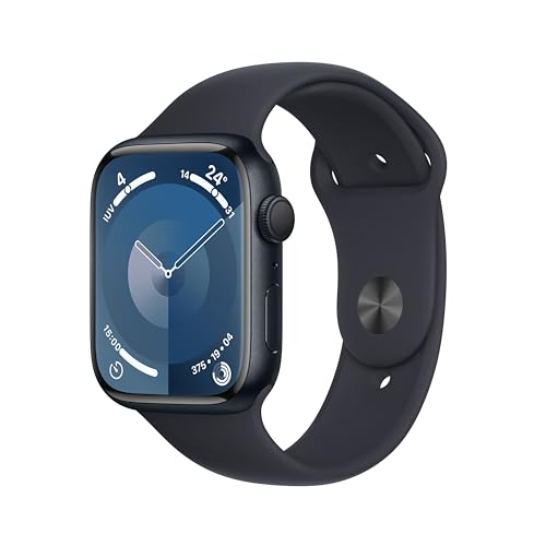 Apple Watch Series 9 (GPS, 45MM) - Aluminiumgehäuse Mitternacht mit Sportarmband Mitternacht, M/L (Generalüberholt)