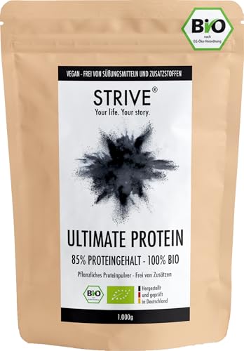 ULTIMATE PROTEIN 100% BIO Vegan - 1Kg - Neutral - 85% Proteingehalt mit allen essenziellen Aminosäuren - Pflanzliches Bio Eiweißpulver aus Reis Erbse Hanf, DE-ÖKO-039, ohne Soja und Süßungsmittel