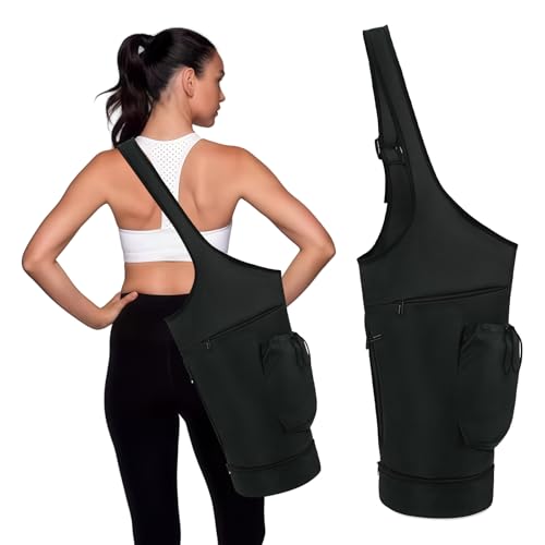 Yogatasche mit Grosser Öffnung, Sporttasche Damen Yogamatte Tasche mit Nassfach & Flaschentasche, Verstellbarer Schultergurt Yoga Tasche Yogamattentasche Gym Yoga Zubehör für Pilates Yogamatten