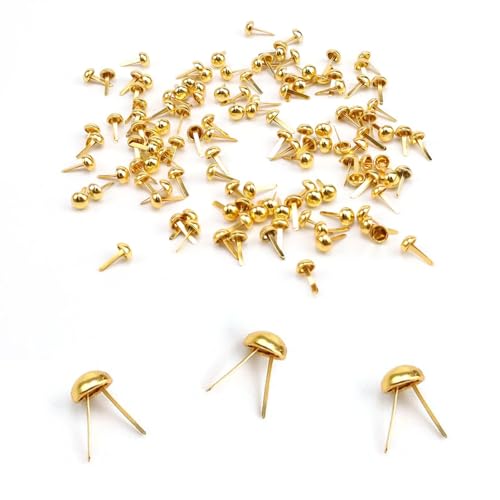 HJIAMA 300 Stück Gold Musterbeutelklammern, Klammern Metall Scrapbooking Musterklammern, Rundkopfklammern, Metall-Clip für Scrapbooking, Zubehör, Heimwerken