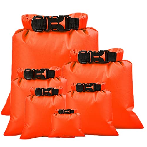 6 Stück wasserdichte Taschen Leichte Trockensäcke Tragbares Wassersportgeschäft Schwimmzubehör Raftingzubehör, Orange