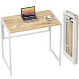 GreenForest Kleiner Schreibtisch Klappbar 80 x 48 cm, Keine Montage Erforderlich Schreibtisch Klappschreibtisch, Home Office Klappbarer Schreibtisch, Beige