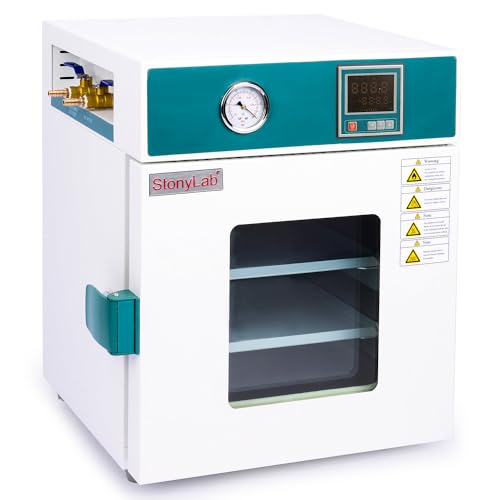 stonylab Vakuumtrocknungsofen, 24l/0,9 cu ft Labortrocknungs-und Heizofen mit Vakuummeter und Digitaler Steuerung, Vacuum Drying Oven, CE-Zertifiziert, 220V/RT+10-250℃, Edelstahl