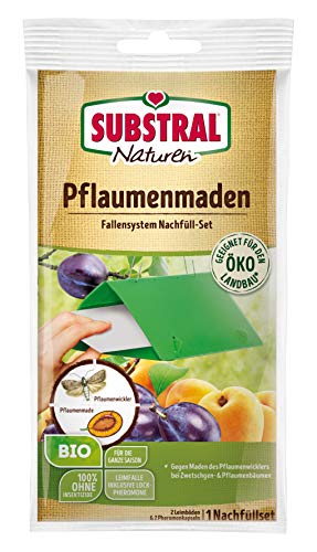 Substral Naturen Pflaumenmaden-Falle Nachrüst-Set, zum Abfangen der Pflaumenwicklermännchen, 2 Pheromon-Dispenser + 2 Leimböden