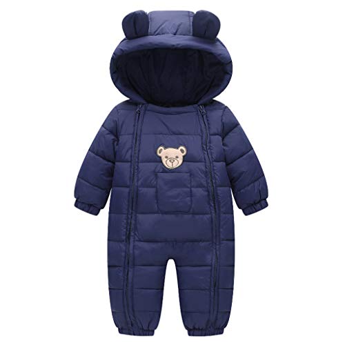 Baby Winter Overall Mit Kapuze Schneeanzüge Outfits Bär Strampler Jungen Mädchen Spielanzug Marine 12-18 Monate