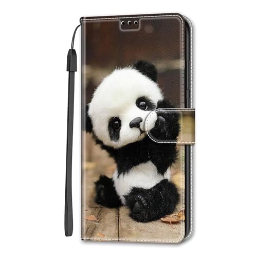 Rnrieyta Miagon Brieftasche Cover für Xiaomi 13T Pro/13T,Kreativ Malerei Magnetische Folio Hülle PU Leder Schutzhülle Tasche Case Ständer mit Kartenfächer,Panda