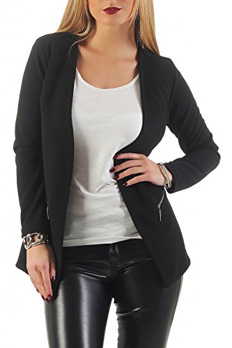 DANAEST Damen lang Blazer mit Taschen (501), Farbe:Schwarz, Blazer 1:36 / S