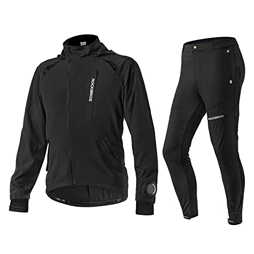 ROCKRROS Herren Radsport-Anzüge Langarm Jacke + Hose mit Sitzpolster Atmungsaktiv Sommer/Herbst Fahrradbekleidung Set M-4XL