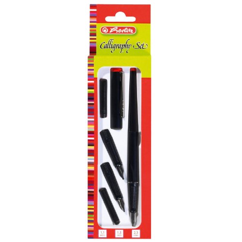 Herlitz 8623001 5-teiliges Füllhalter Calligraphy-Set, schwarz