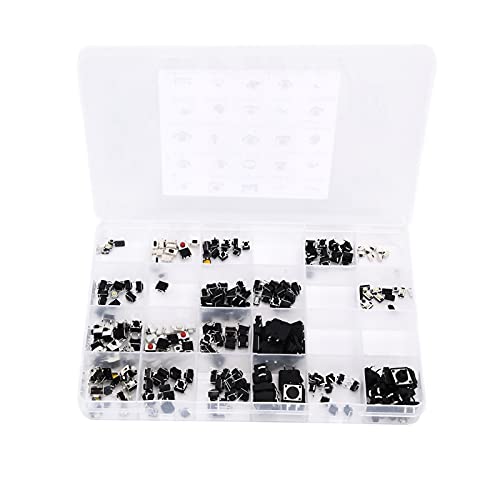Mavaol 250-teiliges Takt-Druckschalter-Mikro-Kombinationsset, 25 Werte, Box-Tastenschalter für Fernseh- und Audiogeräte