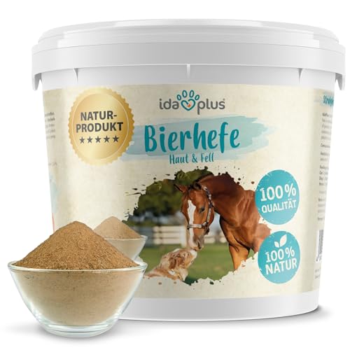 Ida Plus - Reines Bierhefe-Pulver - 3 kg - 100% Naturprodukt für Hunde, Katzen & Pferde - Futterergänzung für glänzendes Fell & kräftige Haut - reich an B-Vitaminen, Mineralien & Spurenelemente