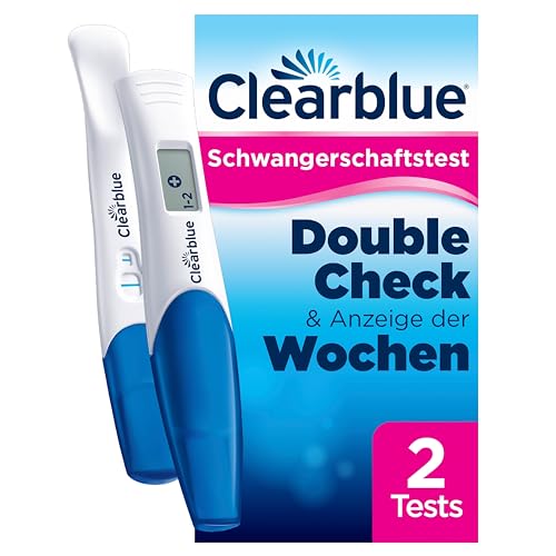 Clearblue Schwangerschaftstest Kombipack Double-Check Früh & Woche, 2 Tests (1 digital 25 mIU/ml, 1 visuell 10 mIU/ml), Pregnancy Test / Frühschwangerschaftstest, Schwangerschaft Wochenbestimmung